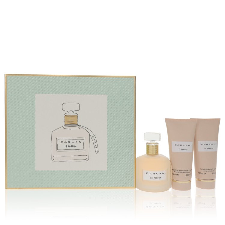 Carven Le Parfum Gift Set - 3.4 oz Eau de Parfum Spray, 3.4 oz Body Milk, and 3.4 oz Shower Gel